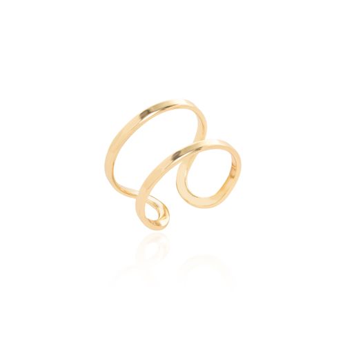 Anel Liso Aro Fino Reto 2 Linhas - Banho de Ouro 18k