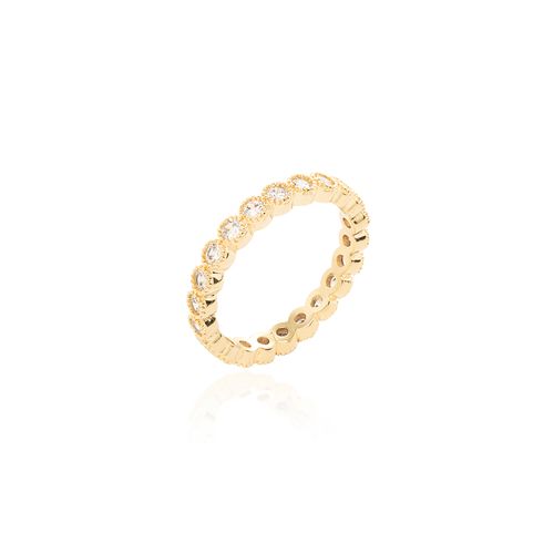 Anel Aliança Bubbles com Zircônias Brancas - Banho de Ouro 18k