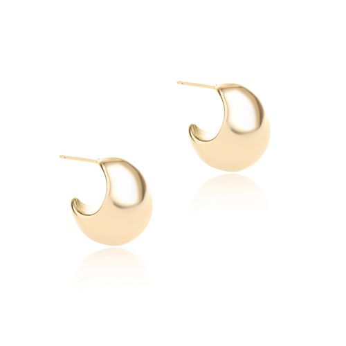 Brinco Meia Lua Liso - Banho de Ouro 18K