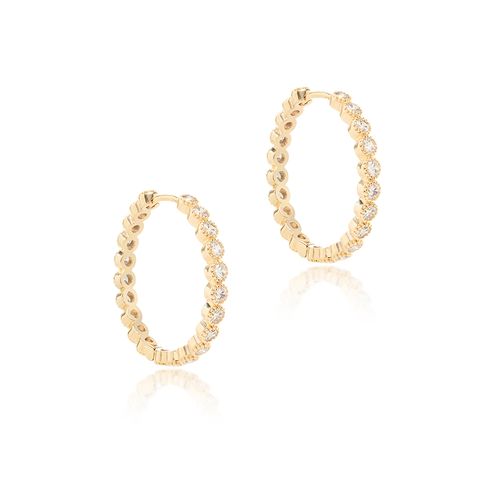Brinco Argola Bubbles com Zircônias Brancas - Banho de Ouro 18k