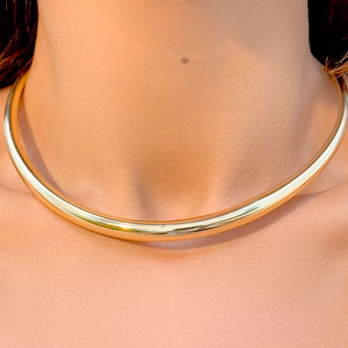 Gargantilha Aro Tubo Liso - Banho de Ouro 18k