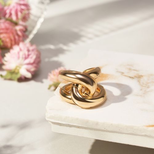 Anel Entrelaçado Liso Encaixe - Banho de Ouro 18k