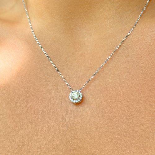 Colar Redondo Cristal Diamond Lemon com Zircônias Brancas 50cm - Prata 925