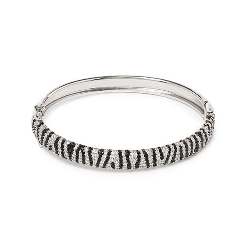 Bracelete Animal Print com Zircônias Negras e Zircônias Brancas - Banho de Ródio Branco