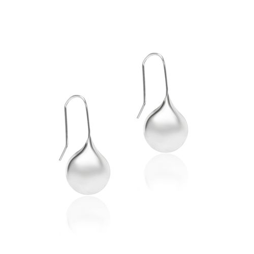 Brinco Liso Gancho Gota 10x15 - Banho de Ródio Branco