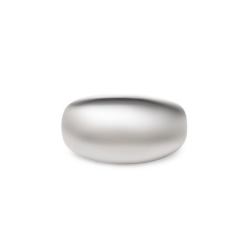 Anel Liso Abaulado 13mm - Banho de Ródio Branco