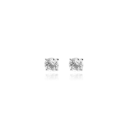 Brinco Top de Safira Incolor 4mm e 4 Garras - Prata 925