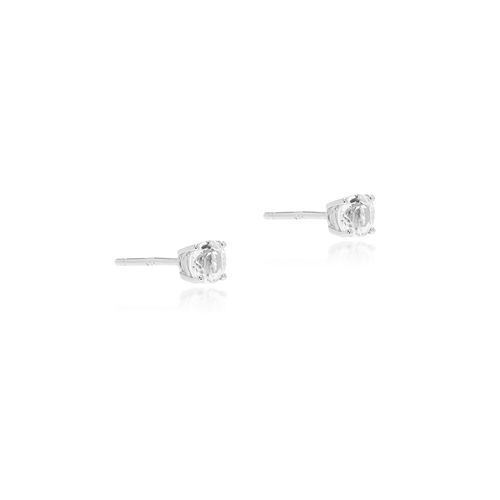 Brinco Top de Safira Incolor 4mm e 4 Garras - Prata 925