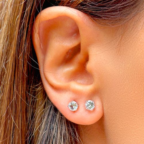 Brinco Top de Safira Incolor 5mm e 4 Garras - Prata 925