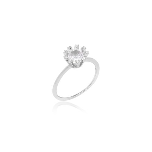 Anel Flor de Zircônias Brancas - Prata 925