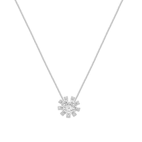 Colar Flor de Zircônias Brancas 50cm - Prata 925