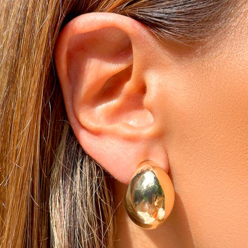 Brinco Lua Liso - Banho de Ouro 18k