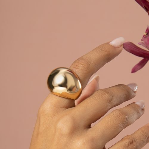 Anel Alto Liso - Banho de Ouro 18k