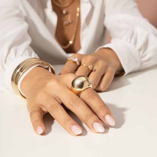 Anel Alto Liso - Banho de Ouro 18k