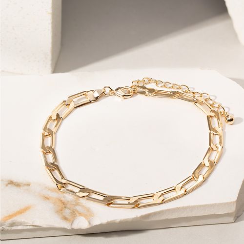 Tornozeleira Groumet Elo Longo Liso 25cm - Banho de Ouro 18k