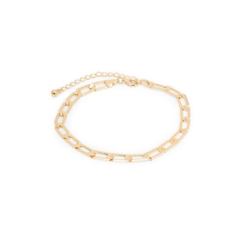 Tornozeleira Groumet Elo Longo Liso 25cm - Banho de Ouro 18k