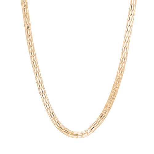Colar Corrente Malha Tubular Liso 62cm - Banho de Ouro 18k