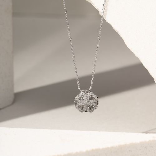 Colar Trevo de Corações com Zircônias Brancas 48cm - Prata 925