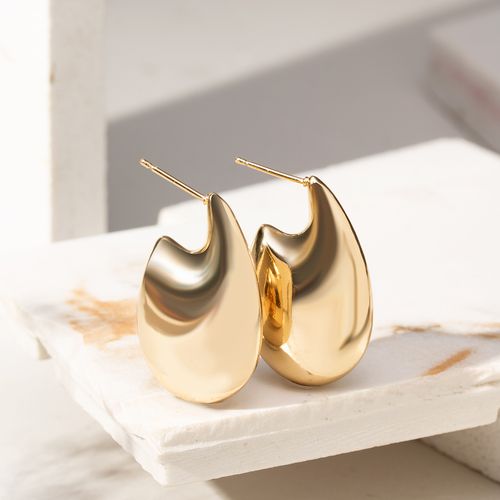 Brinco Gota Chunky Lisa - Banho de Ouro 18k