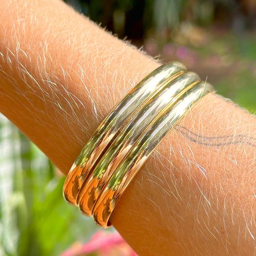 Bracelete Liso 3 Linhas - Banho de Ouro 18k