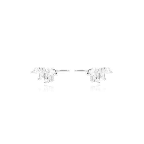 Brinco Earcuff Navetes de Zircônias Brancas  - Prata 925