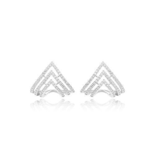Brinco Pirâmides Cravejadas de Zircônias Brancas - Prata 925