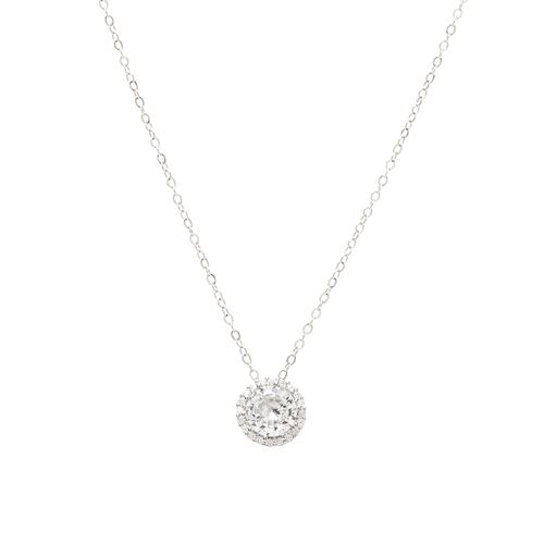 Colar Redondo Cravejado de Zircônias Brancas 45cm - Prata 925