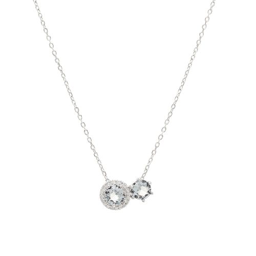 COLAR CRISTAL LONDON BLUE ZIRCONIA BRANCA SOL DUPLO