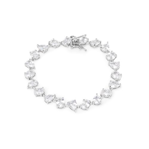 Pulseira Riviera Gotas e Ovais de Zircônias Diamond 17cm - Prata 925