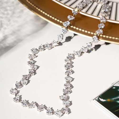 Colar Riviera Gotas e Ovais de Zircônias Diamond 42cm - Prata 925