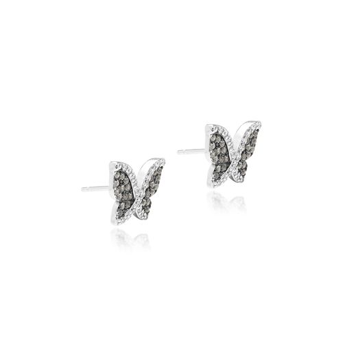 Brinco Borboleta com Zircônias Turmalina Verde e Zircônias Brancas - Prata 925