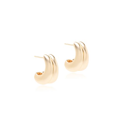 Brinco Liso Duplo - Banho de Ouro 18k