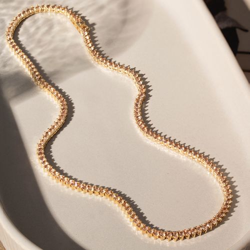 Colar Riviera Inteira Pedras 2.0mm com Zircônias Ambar 40cm - Banho de Ouro 18k