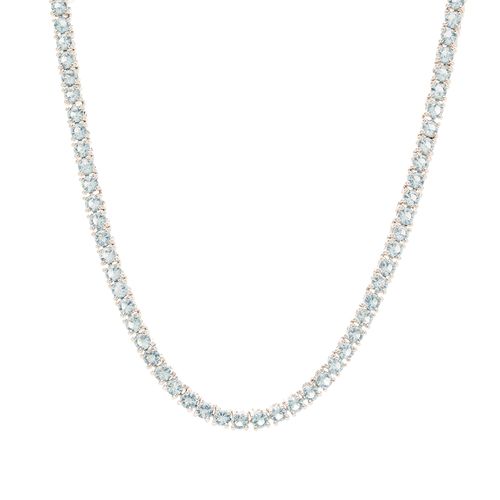 Colar Riviera Inteira de Pedras 2.0mm de Zircônias Diamond Blue 42cm - Banho de Ródio Branco