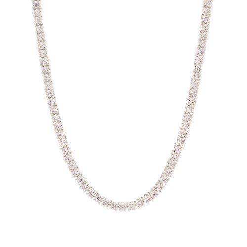 Colar Riviera Inteira de Pedras 2.0mm de Zircônias Diamond Pink 42cm - Banho de Ródio Branco