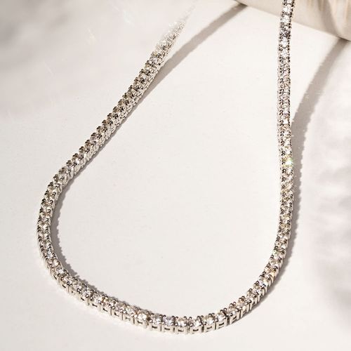 Colar Riviera Inteira de Pedras 2.0mm de Zircônias Diamond Lemon 42cm - Banho de Ródio Branco