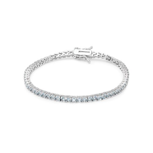 Pulseira Riviera Inteira de Pedras 2.0mm de Zircônias Diamond Blue 17cm - Banho de Ródio Branco