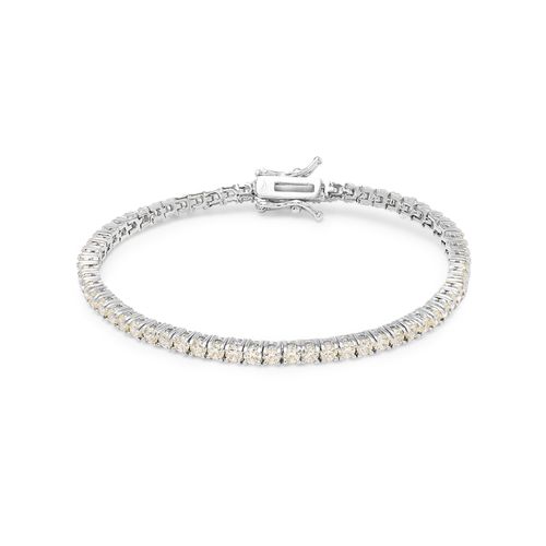 Pulseira Riviera Inteira de Pedras 2.0mm de Zircônias Diamond Lemon 17cm - Banho de Ródio Branco