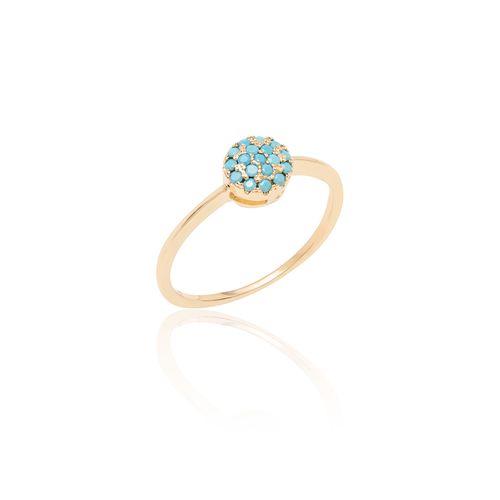 Anel Redondo Nano Turquesa - Banho de Ouro 18k