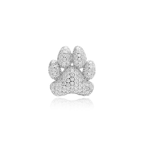 Pingente Cat Patinha Cravejada de Zircônias Brancas - Prata 925