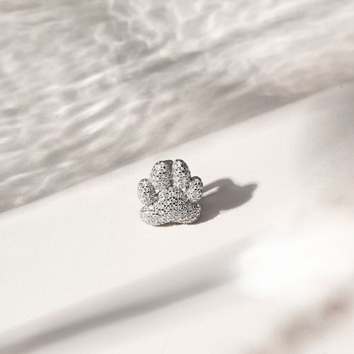 Pingente Dog Patinha Cravejada de Zircônias Brancas - Prata 925