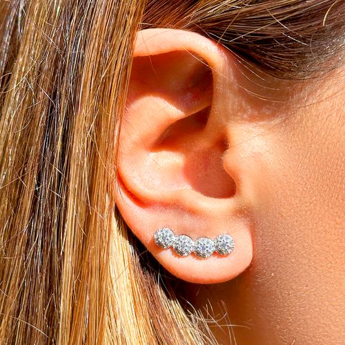 Brinco Earcuff Pontinhos Cravejado com Zircônias Brancas - Prata 925