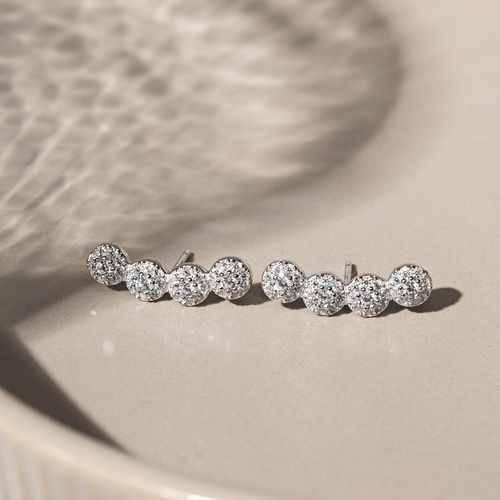 Brinco Earcuff Pontinhos Cravejado com Zircônias Brancas - Prata 925