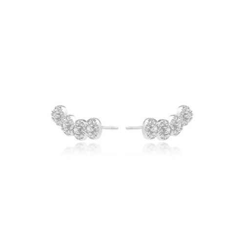 Brinco Earcuff Pontinhos Cravejado com Zircônias Brancas - Prata 925