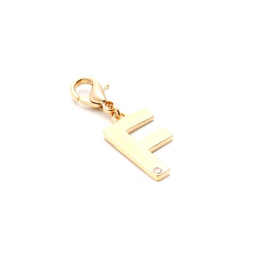 PINGENTE ZIRCONIA BRANCA LETRA F