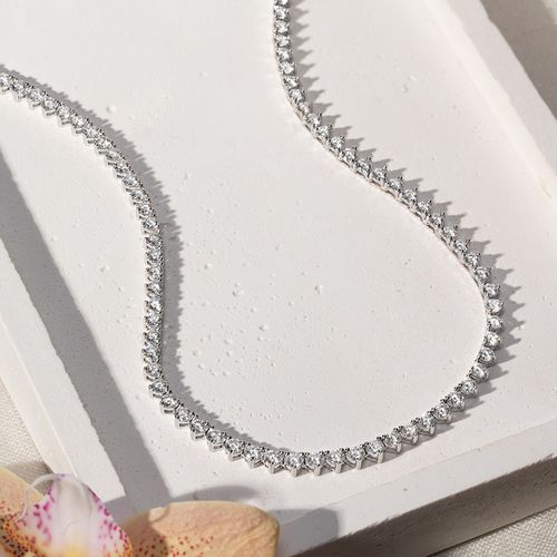 Colar Riviera Moissanite 2.5mm 0,06CT - D 6 Pontos VVS1 Cravação 3 Garras 42cm - Prata 925
