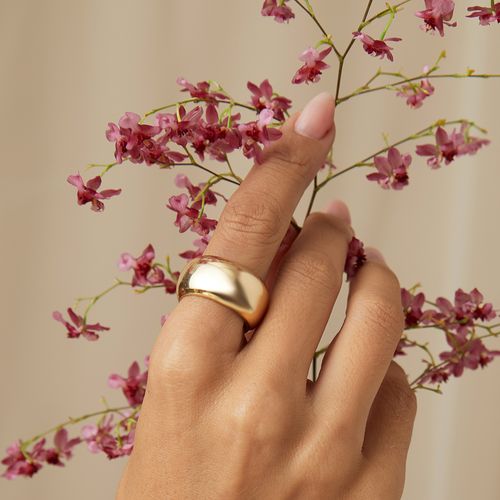 Anel Liso Largo 10mm - Banho de Ouro 18k
