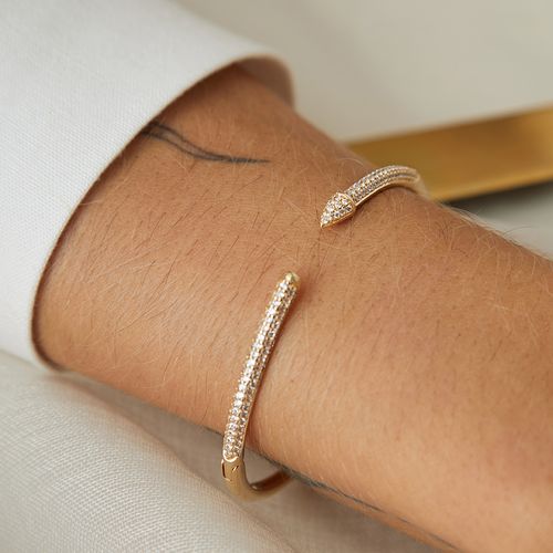 Bracelete Spike com Zircônias Brancas - Banho de Ouro 18k