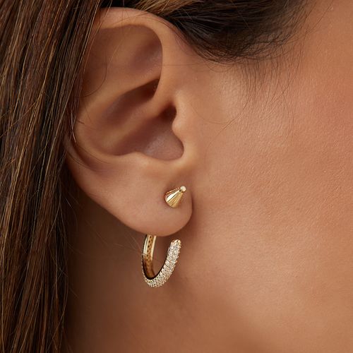 Brinco Argola Spike Versátil com Zircônias Brancas - Banho de Ouro 18k