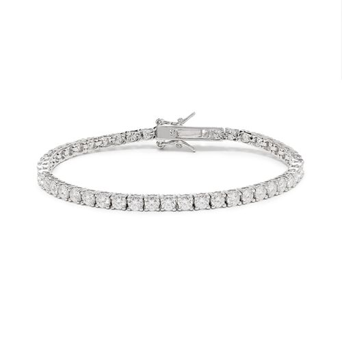 Pulseira Riviera Moissanite 3mm 0,11CT - D 11 Pontos VVS1 Cravação 4 Garras 17cm - Prata 925